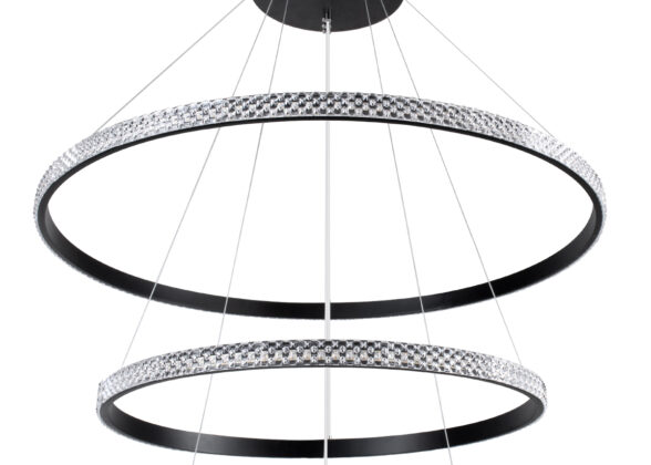 Κρεμαστό Φωτιστικό Δαχτυλίδι-Κύκλος LED CCT 120W 14723lm 360° AC 220-240V - Εναλλαγή Φωτισμού μέσω Τηλεχειριστηρίου All In One Ψυχρό 6000k+Φυσικό 4500k+Θερμό 2700k Dimmable Φ40+60+80cm - Μαύρο - 3 Years Warranty