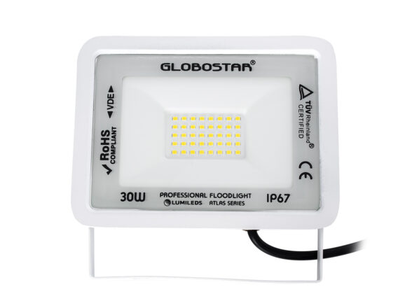 Επαγγελματικός Προβολέας LED 30W 3600lm 120° AC 220-240V - Αδιάβροχος IP67 - Μ16 x Π2.5 x Υ12.5cm - Λευκό - Φυσικό Λευκό 4500K - LUMILEDS Chips - TÜV Rheinland Certified - 5 Years Warranty