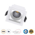 Χωνευτό LED Spot Downlight TrimLess Μ6.4xΠ6.4cm 7W 910lm 38° AC 220-240V IP20 Μ6.4 x Π6.4 x Υ4.9cm - Τετράγωνο - Λευκό & Anti-Glare HoneyComb - Φυσικό Λευκό 4500K - Bridgelux COB - 5 Years Warranty