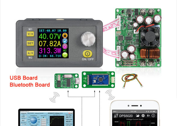 USB-BT Ψηφιακό Δοκιμαστικό Εργαλείο Ηλεκτρονικού/Τεχνικού Τμήματος Ρυθμιζόμενης Τάσης & Ampere - Βολτόμετρο/Αμπερόμετρο/Βατόμετρο Μετατροπέας με LCD Οθόνη Max Output 0-20A/DC 0-50V/0-1000W με Micro USB & Βluetooth APP