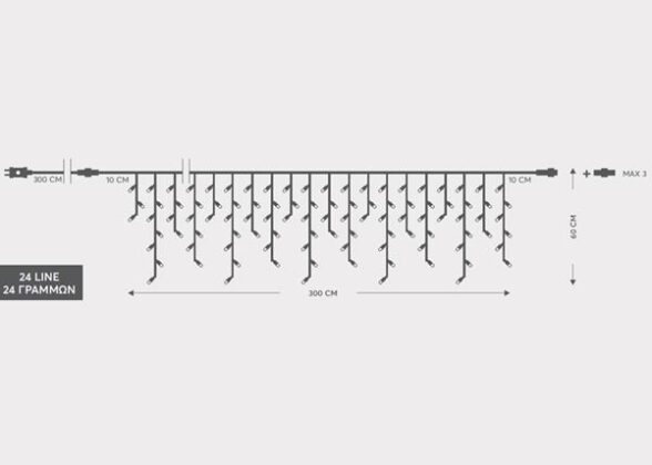 ΒΡΟΧΗ, 144 LED 3mm, 36V ΜΕΤΑΣΧΗΜΑΤΙΣΤΗ, 8 ΠΡΟΓΡΑΜΜΑΤΑ & ΜΝΗΜΗ, 4 ΕΠΕΚΤΑΣΕΙΣ ΩΣ 3 ΣΕΤ, ΔΙΑΦΑΝΟ PVC ΚΑΛΩΔΙΟ, ΛΕΥΚΟ LED, 300x60cm (5/7/5/7), ΠΡΟΕΚΤΑΣΗ ΠΑΡΟΧΗΣ 3m, ΙΡ44