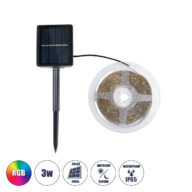 Αυτόνομο Ηλιακό Σετ Ταινία LED 3m 3W/3m 90LED 2835 SMD 30lm/m 120° με Ενσωματωμένα Προγράμματα Λειτουργίας – Αδιάβροχο IP65 – RGB – Μ300 x Π0.8 x Υ0.3cm – 2 Χρόνια Εγγύηση