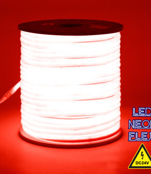 TUBE 360° Degree Neon Flex Epistar LED SMD 2835 1m 12W/m 120LED/m 1212lm/m 360° DC 24V Αδιάβροχη IP68 Κόκκινο Dimmable