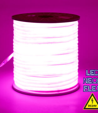 TUBE 360° Degree Neon Flex Epistar LED SMD 2835 1m 12W/m 120LED/m 1212lm/m 360° DC 24V Αδιάβροχη IP68 Ροζ Dimmable