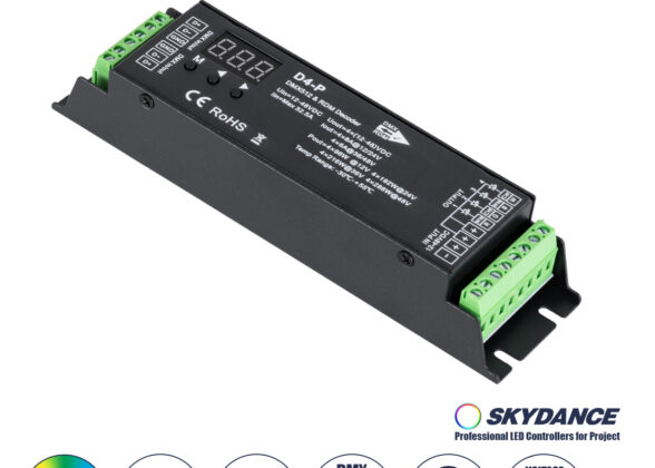 D4-P SKYDANCE DC DMX & RDM Dimmer High Speed Controller / Decoder 4 Καναλιών DC 12-48V 4 x 8A 384W - Max 32.5A 1152W - IP20 Μ17.5 x Π4.5 x Υ2.8cm - 5 Years Warranty