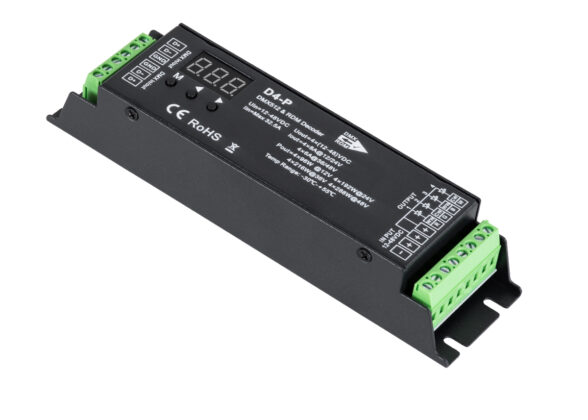 D4-P SKYDANCE DC DMX & RDM Dimmer High Speed Controller / Decoder 4 Καναλιών DC 12-48V 4 x 8A 384W - Max 32.5A 1152W - IP20 Μ17.5 x Π4.5 x Υ2.8cm - 5 Years Warranty