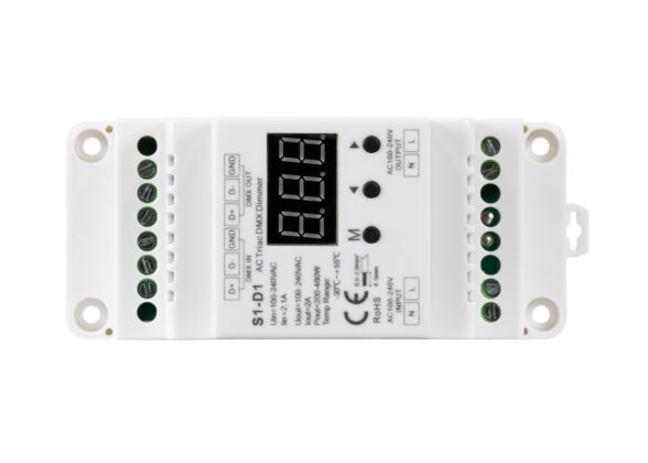 Dimmer Din Rail Ράγας 1 Καναλιού AC 100-240V 1 x 2A 480W - Max 2A 480W - IP20 DMX512 Μ11.5 x Π5 x Υ6.5cm - 5 Years Warranty