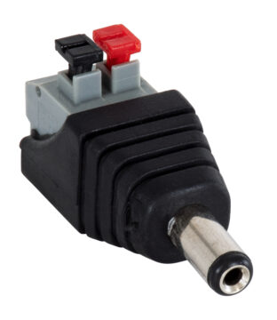 Βύσμα Τροφοδοσίας DC Αρσενικό – Male Jack Connector σε Κλέμα Πατητή Ταχείας Σύνδεσης L4.1 x W1.5 x H2cm