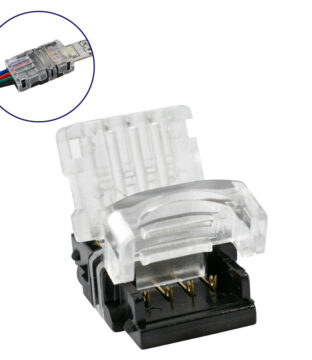 Αδιάβροχος Ταχυσύνδεσμος Ένωσης IP65 – Strip To Cable Connector για Ένωση 1 x RGB Αδιάβροχης Ταινίας LED Πλάτους 10mm με 1 x Καλώδιο Τροφοδοσίας