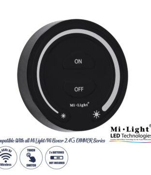 FUT087-B Mi-Light Ασύρματο Χειριστήριο Αφής RF 2.4Ghz για όλα τα Μονόχρωμα Mi-BOXER Controller DC 3V 2 x AAA – IP20 Μαύρο Φ8 x Υ1.8cm – 5 Years Warranty