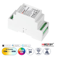 LS2S Mi-BOXER DC WiFi & RF 2.4Ghz Dimmer High Speed Controller 5 Καναλιών DC 12-24V 5 x 6A 144W – Max 10A 240W – IP20 RGBW+WW – Din Rail Ράγας – Μ9 x Π3.4 x Υ6cm – 5 Years Warranty