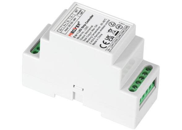 LS2S Mi-BOXER DC WiFi & RF 2.4Ghz Dimmer High Speed Controller 5 Καναλιών DC 12-24V 5 x 6A 144W - Max 10A 240W - IP20 RGBW+WW - Din Rail Ράγας - Μ9 x Π3.4 x Υ6cm - 5 Years Warranty