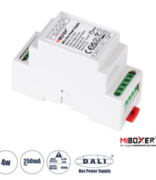 DL-POW1 Mi-BOXER DC DALI BUS Power Supply Τροφοδοτικό SELV AC 100-240V σε DC 16V 2 Καναλιών DC 16V 2 x 125mA 2W – Max 250mA 4W – IP20 – Din Rail Ράγας – Μ9 x Π3.4 x Υ6cm – 5 Years Warranty