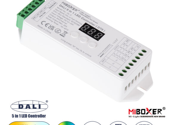 DL-X Mi-BOXER DC DALI & Push Dimming 5 in 1 High Speed Controller / Dimmer 5 Καναλιών DC 12-24V 5 x 6A 144W - Max 20A 480W - IP20 RGBW+WW Μ13 x Π5 x Υ2.5cm - 5 Years Warranty