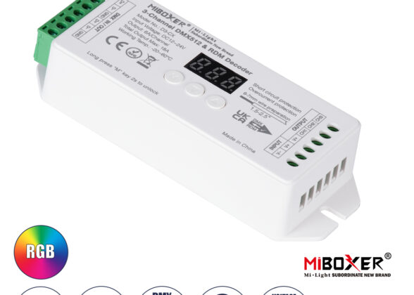 Mi-BOXER DC DMX & RDM Dimmer High Speed Controller / Decoder 3 Καναλιών DC 12-24V 3 x 6A 144W - Max 18A 432W - IP20 Μ13 x Π5 x Υ2.5cm - 5 Years Warranty