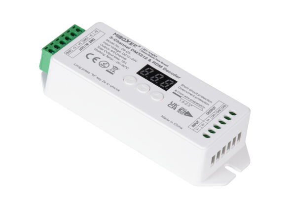 Mi-BOXER DC DMX & RDM Dimmer High Speed Controller / Decoder 3 Καναλιών DC 12-24V 3 x 6A 144W - Max 18A 432W - IP20 Μ13 x Π5 x Υ2.5cm - 5 Years Warranty