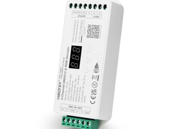 Mi-BOXER DC DMX & RDM Dimmer High Speed Controller / Decoder 3 Καναλιών DC 12-24V 3 x 6A 144W - Max 18A 432W - IP20 Μ13 x Π5 x Υ2.5cm - 5 Years Warranty