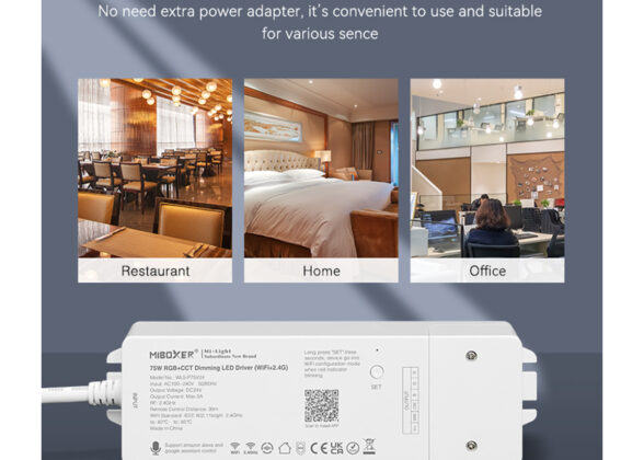 WL5-P75V24 Mi-BOXER DC Smart Wifi & RF 2.4Ghz Power Supply Τροφοδοτικό SELV & Controller / Dimmer All in One 5 Καναλιών AC100-240V σε DC 24V 5 x 0.6A 14.4W - Max 3A 75W - IP20 RGBW+WW Μ19 x Π5.5 x Υ3.2cm - 5 Years Warranty