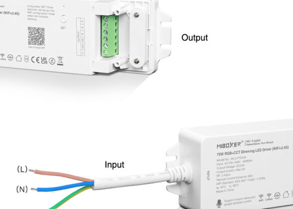 WL5-P75V24 Mi-BOXER DC Smart Wifi & RF 2.4Ghz Power Supply Τροφοδοτικό SELV & Controller / Dimmer All in One 5 Καναλιών AC100-240V σε DC 24V 5 x 0.6A 14.4W - Max 3A 75W - IP20 RGBW+WW Μ19 x Π5.5 x Υ3.2cm - 5 Years Warranty