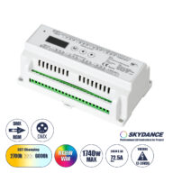 DC DMX & RDM Dimmer Din Rail Ράγας High Speed Controller / Decoder 24 Καναλιών AC 12-24V 24 x 3A 72W – Max 72.5A 1740W – IP20 Μ16 x Π9 x Υ6cm – 5 Years Warranty