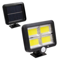 Αυτόνομος Ηλιακός Προβολέας LED 128 4 x COB 30W 1600lm με Ενσωματωμένη Μπαταρία 2400mAh – Φωτοβολταϊκό Πάνελ με Αισθητήρα Ημέρας-Νύχτας – PIR Αισθητήρα Κίνησης Αδιάβροχο IP65 Ψυχρό Λευκό 6000K