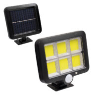 Αυτόνομος Ηλιακός Προβολέας LED 120 6 x COB 35W 1800lm με Ενσωματωμένη Μπαταρία 2400mAh – Φωτοβολταϊκό Πάνελ με Αισθητήρα Ημέρας-Νύχτας – PIR Αισθητήρα Κίνησης Αδιάβροχο IP65 Ψυχρό Λευκό 6000K