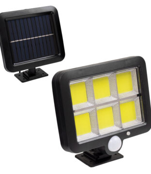 Αυτόνομος Ηλιακός Προβολέας LED 120 6 x COB 35W 1800lm με Ενσωματωμένη Μπαταρία 2400mAh – Φωτοβολταϊκό Πάνελ με Αισθητήρα Ημέρας-Νύχτας – PIR Αισθητήρα Κίνησης Αδιάβροχο IP65 Ψυχρό Λευκό 6000K