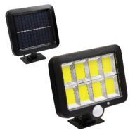 Αυτόνομος Ηλιακός Προβολέας LED 160 8 x COB 40W 2000lm με Ενσωματωμένη Μπαταρία 2400mAh – Φωτοβολταϊκό Πάνελ με Αισθητήρα Ημέρας-Νύχτας – PIR Αισθητήρα Κίνησης Αδιάβροχο IP65 Ψυχρό Λευκό 6000K