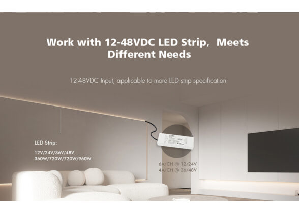 DC WiFi & RF 2.4Ghz Dimmer High Speed Controller 5 Καναλιών DC 12-48V 5 x 6A 288W - Max 30A 1440W - IP20 Μ18 x Π5.7 x Υ2.8cm - 5 Years Warranty