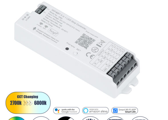 Ασύρματος WiFi LED RGBW+WW+CCT Controller IOS/Android 5in1 Bluetooth 2.4Ghz DC 12-24V Max 180W