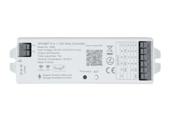 Ασύρματος WiFi LED RGBW+WW+CCT Controller IOS/Android 5in1 Bluetooth 2.4Ghz DC 12-24V Max 180W