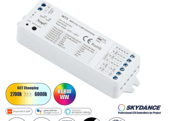 WiFi & RF 2.4Ghz Dimmer High Speed Controller 5 Καναλιών DC 12-24V 5 x 3A 72W - Max 15A 360W - IP20 Μ10 x Π4 x Υ2cm - 5 Years Warranty