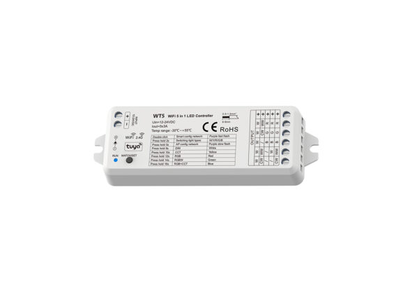 WiFi & RF 2.4Ghz Dimmer High Speed Controller 5 Καναλιών DC 12-24V 5 x 3A 72W - Max 15A 360W - IP20 Μ10 x Π4 x Υ2cm - 5 Years Warranty