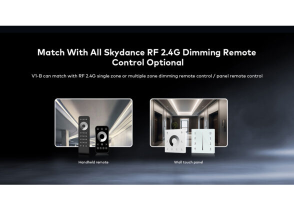 V1-B SKYDANCE DC RF 2.4Ghz Dimmer Constant Voltage Controller 1 Κανάλι DC 12-24V 1 x 20.5A 480W - Max 20.5A 480W - IP20 Μ9 x Π4 x Υ2.8cm - 5 Χρόνια Εγγύηση