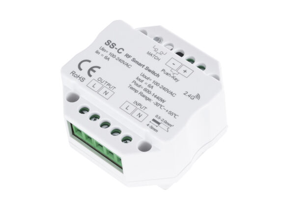 SS-C SKYDANCE AC RF 2.4Ghz & Push Switch 1 Κανάλι AC 100-240V 1 x 6A 1440W - Max 6A 1440W - IP20  Μ5.2 x Π5.2 x Υ2.6cm - 5 Χρόνια Εγγύηση