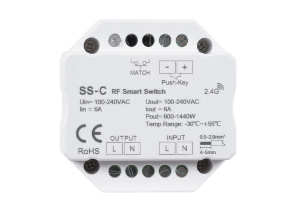 SS-C SKYDANCE AC RF 2.4Ghz & Push Switch 1 Κανάλι AC 100-240V 1 x 6A 1440W - Max 6A 1440W - IP20  Μ5.2 x Π5.2 x Υ2.6cm - 5 Χρόνια Εγγύηση