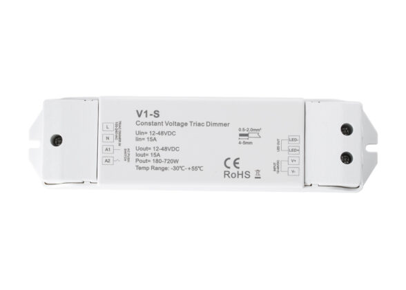 V1-S SKYDANCE AC Triac Dimmer Push Dimming 1 Κανάλι DC 12-48V 1 x 15A 720W - Max 15A 720W - IP20  Μ17.5 x Π4.5 x Υ2.5cm - 5 Χρόνια Εγγύηση