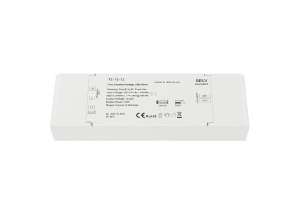 TE-75-12 SKYDANCE AC Triac Dimmer Push Dimming 1 Κανάλι AC 200-240V 1 x 6.25A 75W - Max 6.25A 75W - IP20 Μ18 x Π5.7 x Υ3cm - 5 Χρόνια Εγγύηση