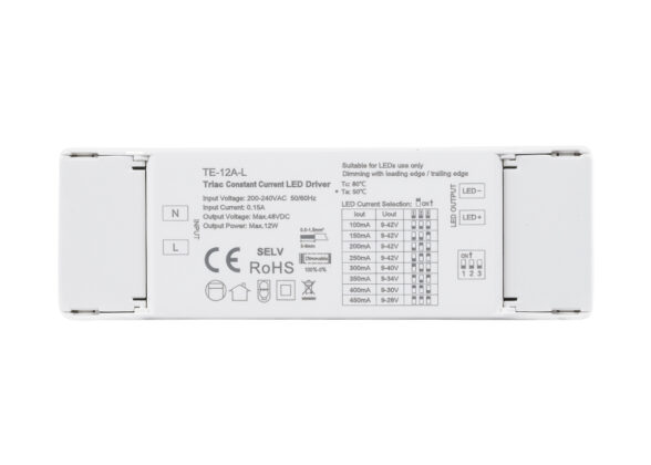 TE-12A-L SKYDANCE AC Triac Dimmable Constant Current LED Driver 1 Κανάλι AC 200-240V 1 x 0.15A 12W - Max 0.15A 12W - IP20  Μ11.1 x Π3.7 x Υ2cm - 5 Χρόνια Εγγύηση