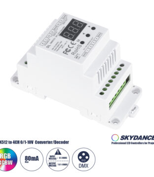 DL SKYDANCE DC DMX512 Signal Amplifier Din Rail Ράγας 2 Καναλιών DC 12-48V – IP20  Μ11.5 x Π5 x Υ6.5cm – 5 Χρόνια Εγγύηση