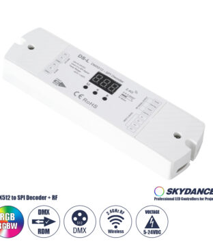 DS-L SKYDANCE DC RF 2.4Ghz DMX512 to SPI Decoder DC 5-24V – IP20  Μ17 x Π5 x Υ2.5cm – 5 Χρόνια Εγγύηση