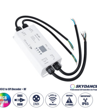 DS-WP SKYDANCE DC RF 2.4Ghz DMX512 to SPI Decoder DC 5-24V – Αδιάβροχο IP65 Μ17 x Π8 x Υ4cm – 5 Χρόνια Εγγύηση