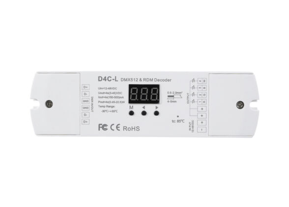 D4C-L SKYDANCE DC DMX512 Constant Current & RDM Decoder 4 Καναλιών DC 12-48V 4 x 0.5A 22.5W - Max 2A 90W - IP20  Μ17 x Π5 x Υ2.5cm - 5 Χρόνια Εγγύηση