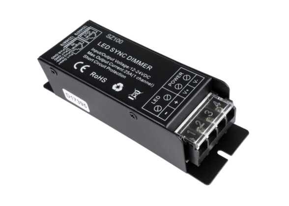 DC RF 2.4Ghz Controller & Dimmer 1 Κανάλι DC 12-24V 25A MAX 600W IP 20 Μ12.7 x Π4 x Υ3.2cm με Χειριστήριο RF 2.4Ghz SYNC