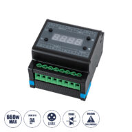 AC Triac DMX Dimmer Din Rail Ράγας 3 Καναλιών AC 100-240V 3 x 1A 220W – Max 3A 660W – IP20 Μ8 x Π9 x Υ6cm – 5 Years Warranty