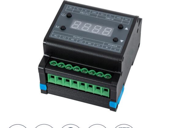 AC Triac DMX Dimmer Din Rail Ράγας 3 Καναλιών AC 100-240V 3 x 1A 220W - Max 3A 660W - IP20 Μ8 x Π9 x Υ6cm - 5 Years Warranty