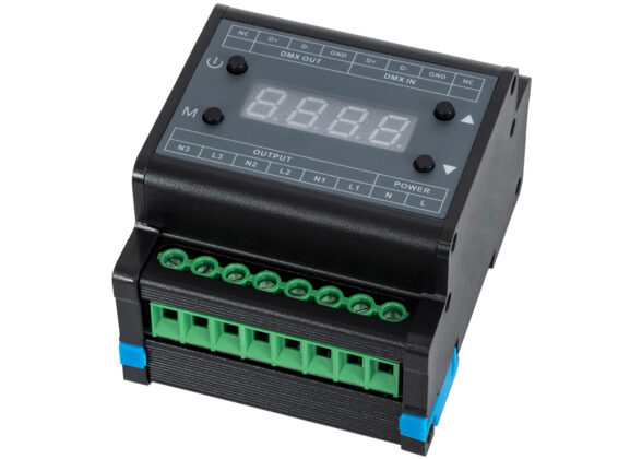 AC Triac DMX Dimmer Din Rail Ράγας 3 Καναλιών AC 100-240V 3 x 1A 220W - Max 3A 660W - IP20 Μ8 x Π9 x Υ6cm - 5 Years Warranty