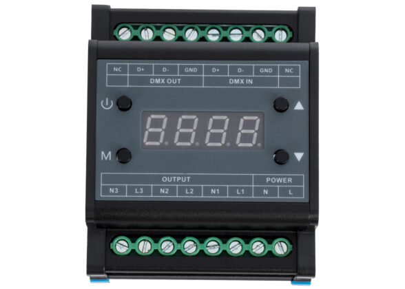 AC Triac DMX Dimmer Din Rail Ράγας 3 Καναλιών AC 100-240V 3 x 1A 220W - Max 3A 660W - IP20 Μ8 x Π9 x Υ6cm - 5 Years Warranty