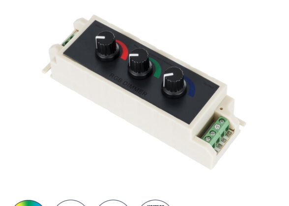 DC RGB Dimmer Controller 3 Καναλιών DC 12V 3 x 9A 144W - Max 27A 144W - IP20 Μ13 x Π4 x Υ4.5cm - 3 Χρόνια Εγγύηση