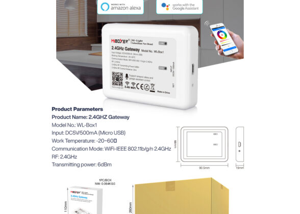 WL-Box1 Mi-BOXER Smart Bridge Gateway RF 2.4GHz to WiFi IEEE 802.11b/g/n DC 5V 500mA - IP20 - Μ9 x Π6.6 x Υ15cm - 5 Years Warranty